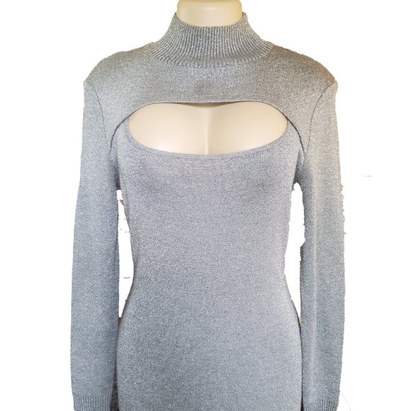 Adrianne Papell Long Grey Shimmer Evening … - Picture 2 of 6